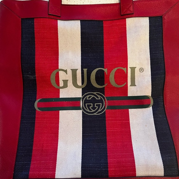 Gucci Red and Blue Sylvie Web Tote Bag - Picture 7 of 9